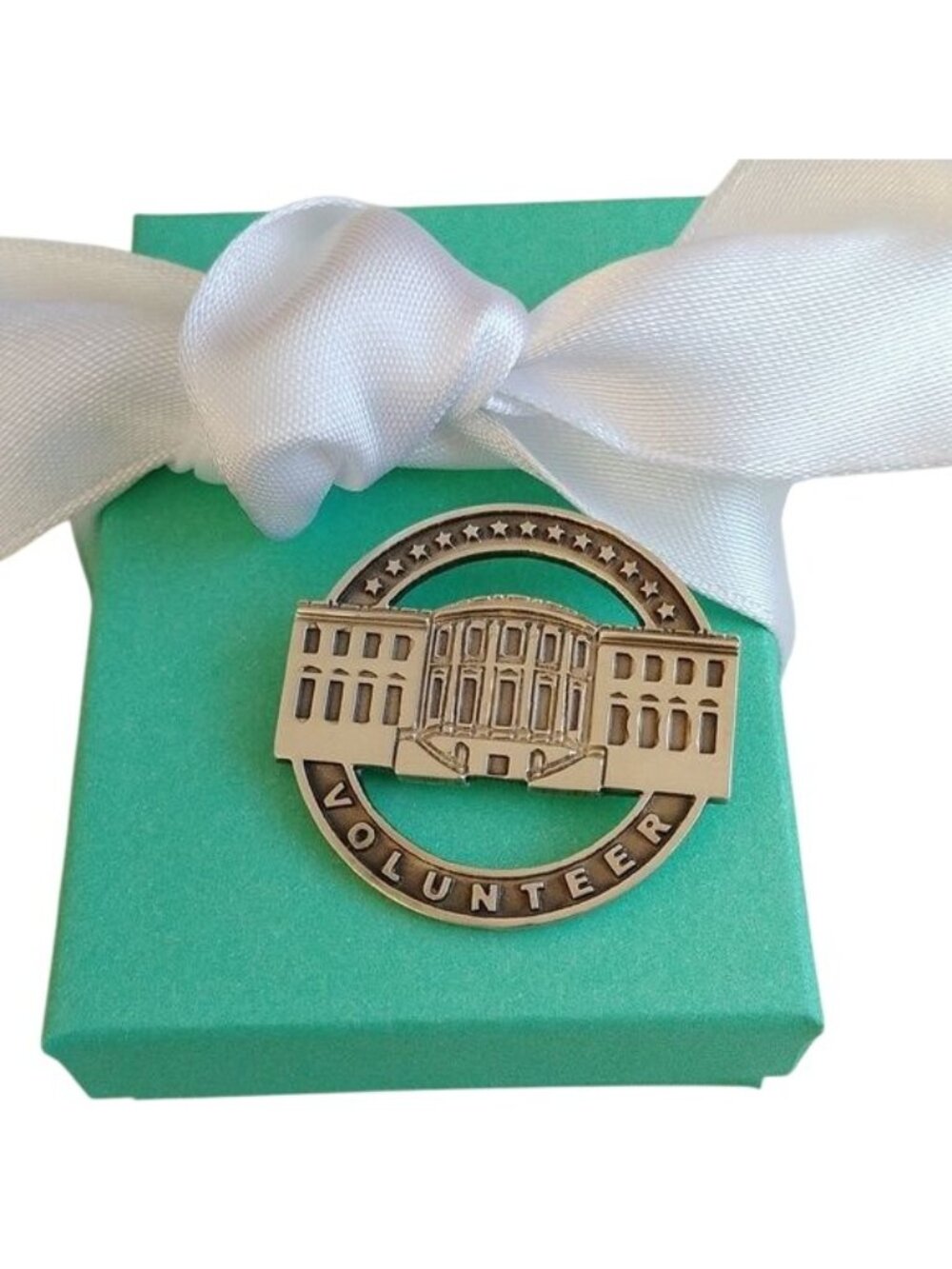 Vintage Sterling Silver White House Volunteer Pin Brooch Washington DC